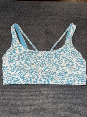 Blue and White Printed Sports Bra